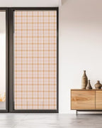 Window Privacy Film Frosted, Cream Buffalo Plaid Non-Adhesive Static Cling Window Tint, Modern Farmhouse Peach Pink Checkered Insulated Windows Frosted Films for Living Room, 35.4 x 78.7 Inches - Image 5
