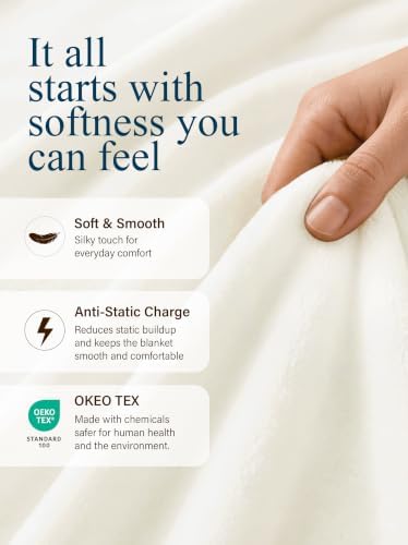 Utopia Bedding Ultra Soft Fleece Bed Blanket Queen Size Ivory (90x90 Inch) - Image 2