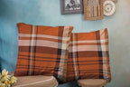 EMMTEEY Orange Brown Tartan Plaid Checkered Pillow Covers 26x26 Set of 2 - Image 3