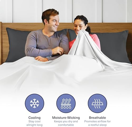 Kickoff Viscose Bamboo Pillowcase, King, Set of 2, 100% Organic Hidden Zippered Viscose Bamboo Pillow Case King Size, Cooling Pillow Cover for Hot Sleepers (20"x40", Pewter) - Image 7