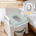 Inflatable Bedside Commode Cushion, Machine Washable Padded Toilet Seat Riser for Seniors with Removable Pillowcase, 17" x 14" Cushioned Toilet Seat Cover with PVC Airbag Liner, Green - Image 4