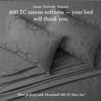 Threadmill 600TC Cotton King Pillowcases, Sateen, Jacquard, Dark Grey - Image 4