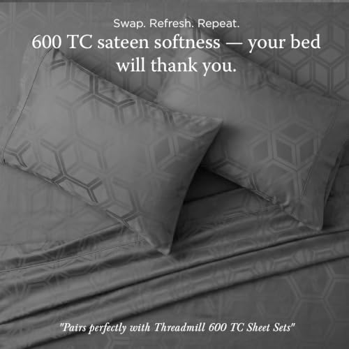 Threadmill 600TC Cotton King Pillowcases, Sateen, Jacquard, Dark Grey - Image 4