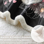 Sleepwish Black Throw Blanket Sherpa Fleece Halloween Queen Blanket Rose - Image 4
