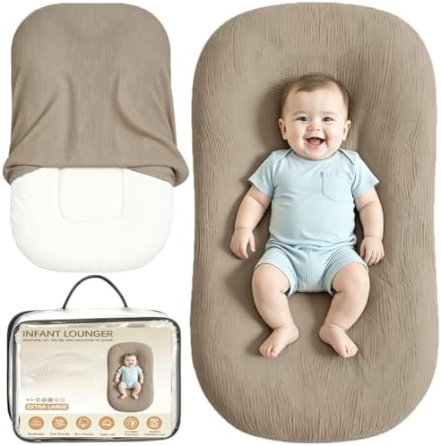 Infant Support Cushion, Extra Large Muslin Baby Lounger for Newborn 0-24M by Unknown