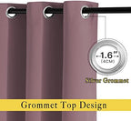 NICETOWN Blackout Dry Rose Curtains for Living Room - Solid Thermal Insulated Sound Reducing Grommet Room Darkening Curtains & Drapes for Bedroom (2 Panels, W66 x L84) - Image 2