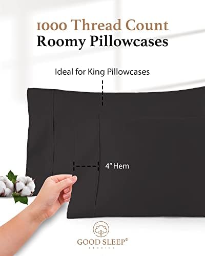 1000 TC King Pillowcases Set of 4 100% Egyptian Cotton Pillow Cases - Image 4
