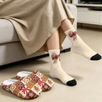 Jeiento Winter Fuzzy Slipper and Crew Socks Warm Winter Shoes Lightweight Soft Cushion House Slipper Bedroom Shoes - Image 3
