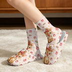 Jeiento Winter Fuzzy Slipper and Crew Socks Warm Winter Shoes Lightweight Soft Cushion House Slipper Bedroom Shoes - Image 2