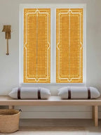 Window Privacy Film Frosted, Ginger Yellow Botanical Reusable Static Cling Window Tints, Vintage Florals Geometric Minimalist Heat Control Windows Films for Offices, Balcony, 29.5 x 118 Inches - Image 5