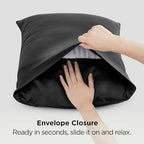 Bedsure Satin Pillowcases King Set of 4, Similar to Silk Pillowcases, Black - Image 6