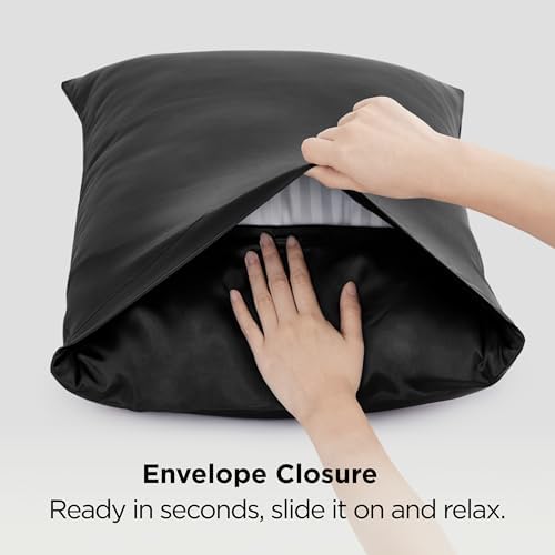 Bedsure Satin Pillowcases King Set of 4, Similar to Silk Pillowcases, Black - Image 6