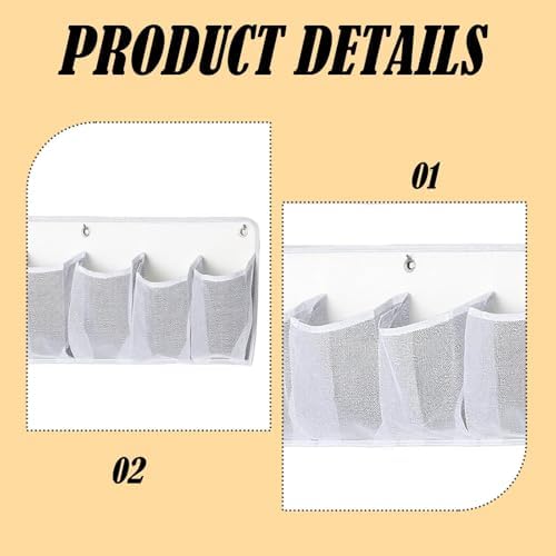 2 Pieces Shoe Storage Pocket Organizer Bedside Holder Bag Rack Hanging Non Woven Saving Easy Install Suitable for RV Bedroom, White - Image 4