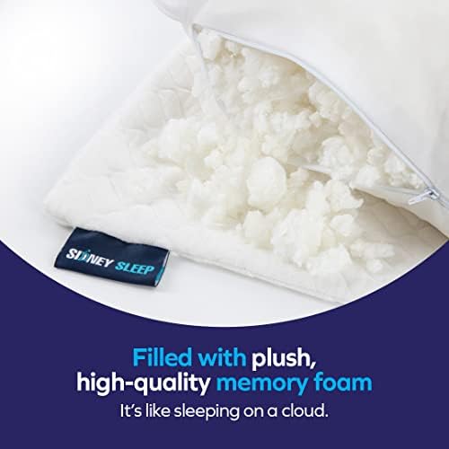 Sidney Sleep Adjustable Bed Pillow for Neck and Shoulder Support with Extra Shredded Fill - Cervical Contour Pillow for Side and Back Sleepers. Standard Size 19" x 26" CertiPUR-US Certified (White) - Image 6