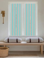 Window Privacy Film Frosted, Teal Brown Striped Reusable Static Cling Window Tints, Modern Farmhouse Vertical Stripes Heat Control Windows Films for Offices, Balcony, 29.5 x 118 Inches - Image 5