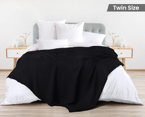 Utopia Bedding 100% Cotton Waffle Blanket Twin Size Black, 90x72 Inch - Image 2