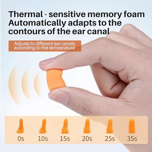 250 Pairs NRR 33dB Soft Foam Ear Plugs,38dB Noise Reduction Disposable Earplugs Bulk,for Work & Construction Site,Orange - Image 2