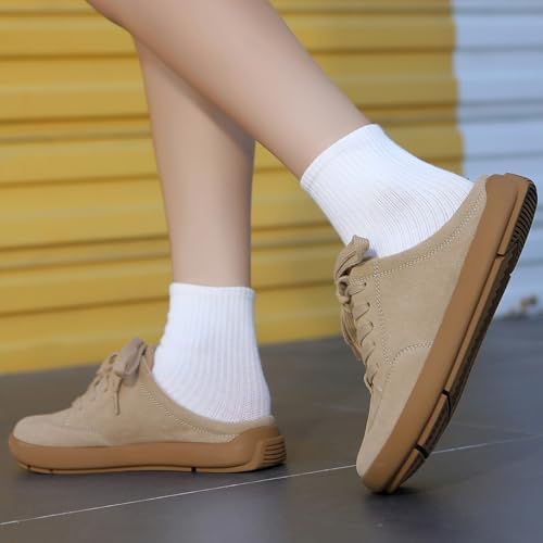 UBFEN Womens 100% Genuine Suede Mules Arch Support Indoor Outdoor Slippers - Image 6