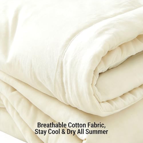 100% Cotton Summer Comforter,Ultra Soft Breathable Lightweight Quilt,Machine Washable for Hot Sleepers&Travel. (White, XL(60''×78'')) - Image 5