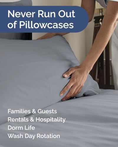 Queen Pillow Cases - 10 Pack Pillowcase Covers - 20" x 30" (Steel Blue) - Image 5