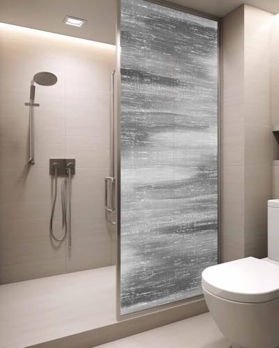 Window Privacy Film Frosted, Grey Ombre Static Cling Door Window Covering, Vintage Minimalist Gradient Abstract Texture UV Blocking Windows Film for Office, Hotel, Bedroom, 29.5 x 78.7 Inches - Image 3