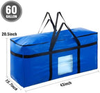 6 Packs 60 Gallon Heavy Duty Moving Storage Bag Foldable Duffle with Zipper 4 Reinforced Handles and See Through Window Waterproof Dustproof Organizer for Home Moving Travel - Image 2