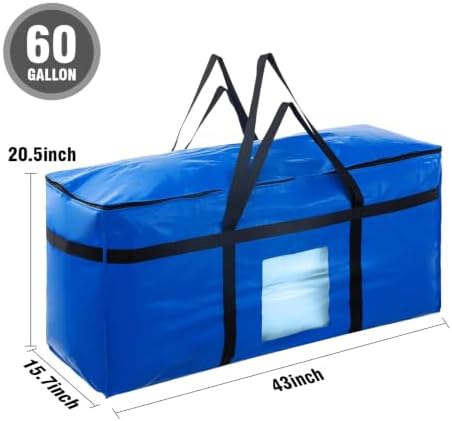 6 Packs 60 Gallon Heavy Duty Moving Storage Bag Foldable Duffle with Zipper 4 Reinforced Handles and See Through Window Waterproof Dustproof Organizer for Home Moving Travel - Image 2