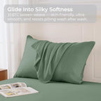 GOKOTTA Pillow Cases Queen Size Set of 2, Cooling Pillowcases for Hot Sleepers, 100% Rayon Derived from Bamboo Envelope Soft Pillowcases (Green) - Image 3