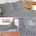 ARlinen 4 Piece Twin XL Sheet Sets, Egyptian Cotton, 10-Inch Deep, Light Grey - Image 6