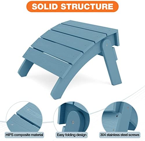 YEFU Folding Adirondack Ottoman Outdoor Set of 2, Blue - Image 4