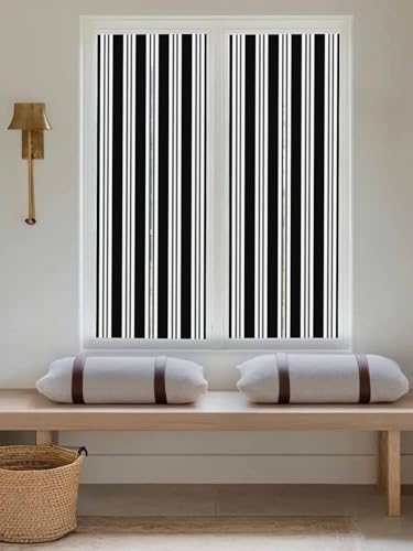Window Privacy Film Frosted, Black Striped Reusable Static Cling Window Tints, Minimalist Vertical Stripes Heat Control Windows Films for Offices, Balcony, 29.5 x 118 Inches - Image 5