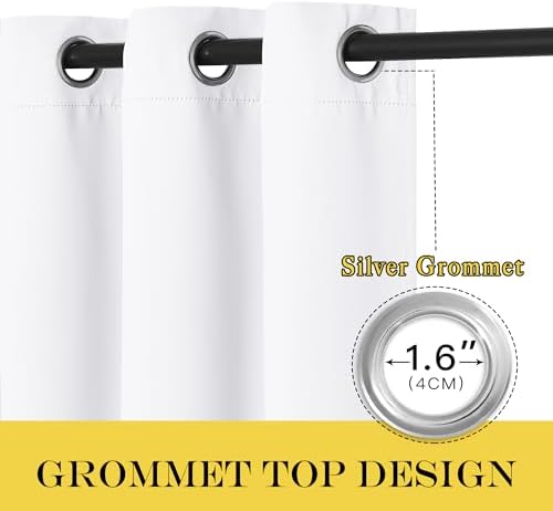 NICETOWN White Room Darkening Curtain 84 inches Long - Grommet Window Treatment Thermal Curtain Sound Reducing Light Blocking Drape for Bedroom/Living Room (1 Panel, W66 x L84) - Image 3