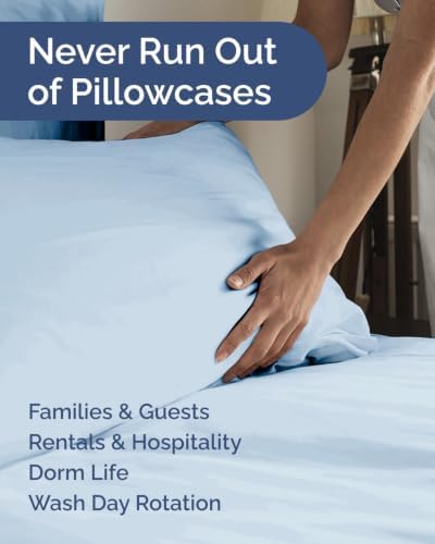 Standard Pillow Cases - 8 Pack Pillowcase Covers - 20" x 26" (Sky Blue) - Image 5