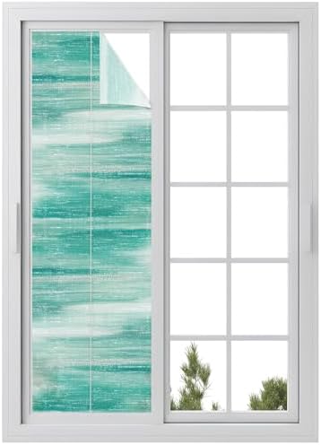 Window Privacy Film Frosted, Green Ombre Reusable Static Cling Window Tints, Modern Minimalist Abstract Gradient Art Heat Control Windows Films for Offices, Balcony, 29.5 x 118 Inches by Unknown
