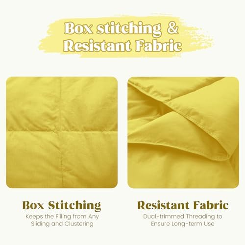 puredown® Soft Feather Down Throw Blanket Lightweight Packable Couch Throw for Indoor and Outdoor Use, 50"X70", Yellow - Image 5