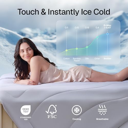 Cooling Comforter - Cooling Blankets for Hot Sleepers, Lightweight Comforter for Summer with Dual-Sided Cool Tech, Soft Breathable Cold Blanket for Sleeping, Twin Size 68x90 Inches, Light Gray - Image 3