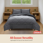 Coleman Queen Comforter Set Reversible Bed-in-a-Bag– Double-Sided Color Options, All-Season Comforter + Shams + Sheets – Perfect for Home, Cabin or Camp Use, Black/Gray - Image 4
