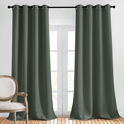 NICETOWN Blackout 90 inch Curtains for Living Room, Grommet Thermal Insulated Doorway Curtains Room Darkening Window Treatments for Bedroom, 2 Panels, W52 x L90, Dark Mallard by NICETOWN