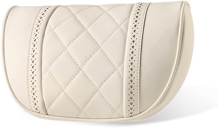 LUNDA Luxury Car Neck Pillow Car Travel Neck Rest Pillows Seat Cushion Support Napa Leather for Mercedes Benz S-Class headrest （Beige） by LUNDA