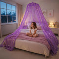 Bollepo Purple Bed Canopy for Girls with Glowing Stars - Princess Netting Room Decor, Ceiling Tent to Cover Toddler | Single, Twin, Full, Queen Size Kids Bed, Fire Retardant Fabric by Bollepo