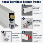 Concealed Recessed Automatic Drop Down Door Sweep, Premium Draft Stopper Seal for Energy Efficiency, Noise Reduction, Home & Office Use, Easy Installation - Image 4