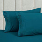 Mocassi Queen Size 4-Piece Bed Sheet Set - 1800 Premium Hotel Quality Microfiber 18-24 Inches Extra Deep Pocket Fitted Sheet- Luxury Soft, Breathable, Wrinkle, and Fade Resistant, Marine Blue - Image 6