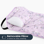 Wake In Cloud - Cot Nap Mat with Pillow and Blanket, 100% Cotton Fabric, for Toddler Kids Girls Ages 3 Plus in Daycare Kindergarten Preschool with Elastic Corner Straps, Floral Flowers - Image 4