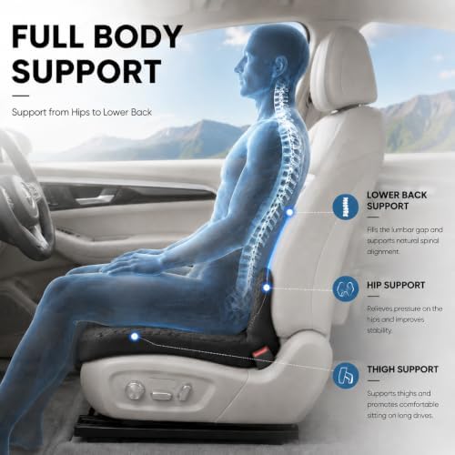 Car Seat Cushion with Integrated Lumbar Support, Memory Foam Pain Relief - Image 2