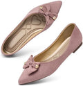 Flats for Women Ballet Shoes: Cushioned Memory Foam Insole & Lightweight for All-Day Comfort - Slip-On Suede Foldable Pointed Toe Bow Casual Dressy Flat for Work Office Business by Zorfe
