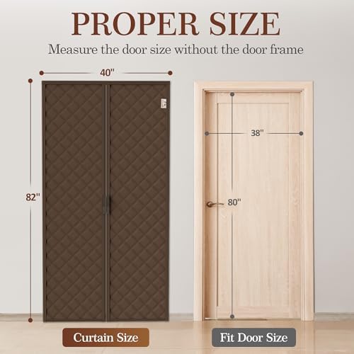 Yotache Magnetic Thermal Insulated Door Curtain Fit 38"x80" Doors, Brown - Image 2