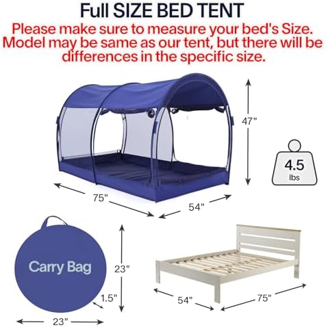 LEEDOR® Bed Tent Dream Tent Bed Canopy Shelter Cabin Sleeping Tent Indoor Bed Curtain Pop Up Privacy Warm Breathable with 4 Doors Twin/Full/Queen for Kids and Adult (Mattress Not Included) - Image 2