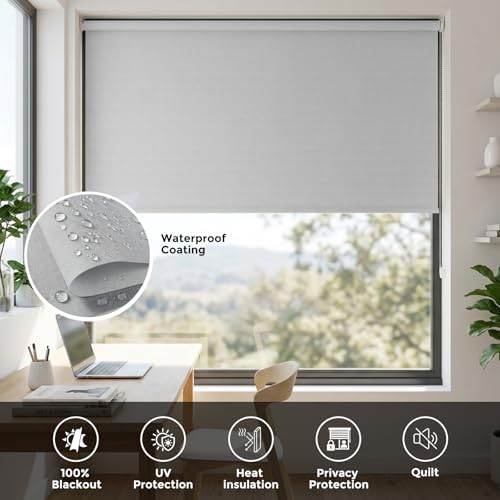 NUTRO CHILL Blackout Roller Shades for Windows 31" W x 68" L Light Grey - Image 3