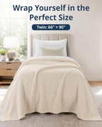LANE LINEN Twin Blanket, 100% Cotton 300 GSM Lightweight - Perfectly Pale - Image 3