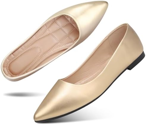 KUNWFNIX Women's Ballet Flats Foldable Classic Crown Rhinestone Slip On Bowknot PU Leather Faux Suede Pointed Toe Comfort Flat Casual Dress Shoes by KUNWFNIX